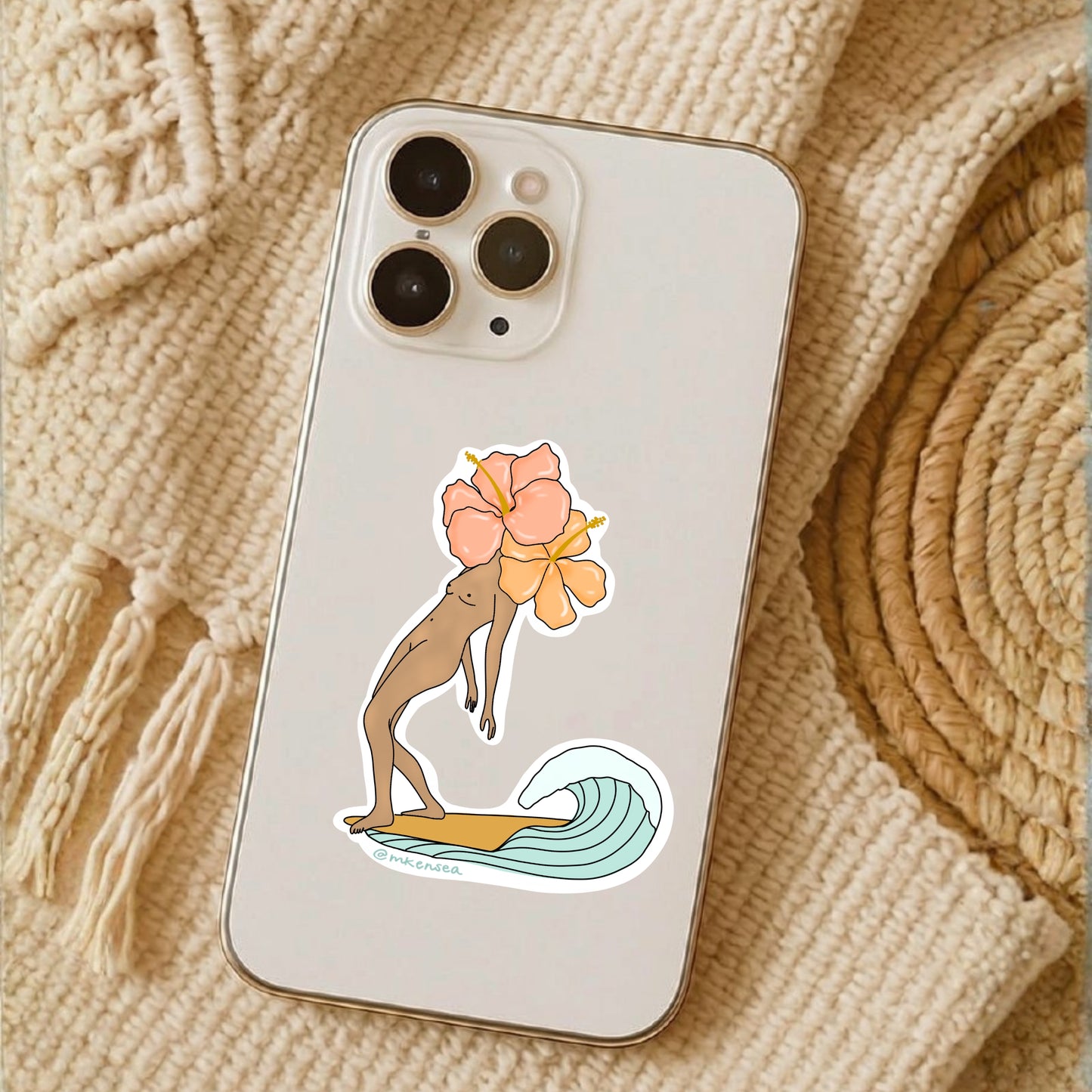 Hibiscus Surfer Sticker