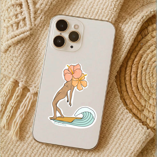 Hibiscus Surfer Sticker
