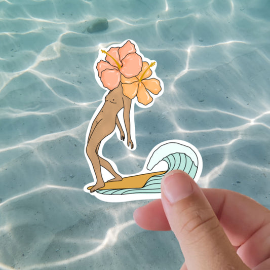 Hibiscus Surfer Sticker